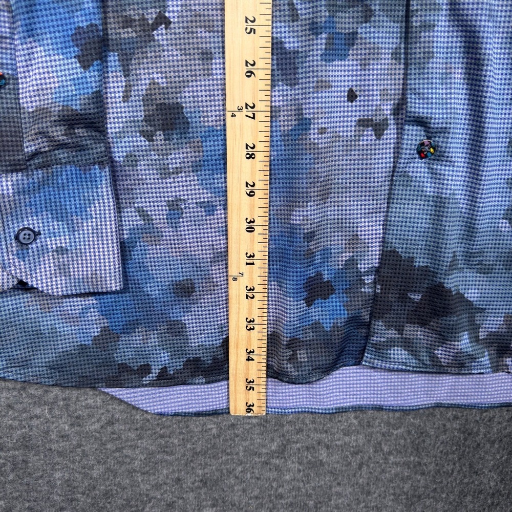 Visconti Black Shirt Mens 3XLB Blue Abstract Camo AOP Stretch Long Sleeve Button - Picture 4 of 9